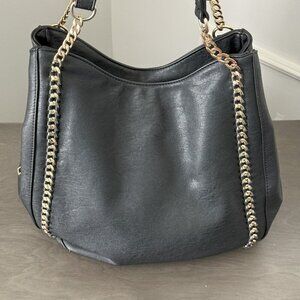 Miztique Black Purse With Gold Tone Chain Accents
